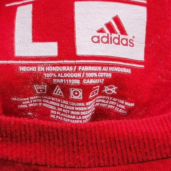 Adidas Men's Red 100% Cotton Wisconsin Badgers NCAA  T-Shirt Crew Neck Mens Larg - Picture 4 of 6